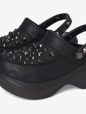 New! Size: 10 Women | Crocs Classic Bae Clogs w Silver Spikes | Black